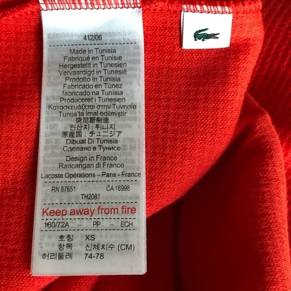 Lacoste Mens Waffle Knit Thermal Sleep Shirt Red Size XS - Picture 8 of 11